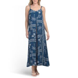 Label of Love Blue V-neck Brasilia Swim Cover-up Maxi Dress